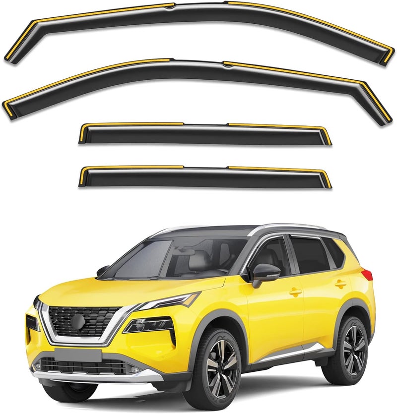 Deejecsun in-Channel Window Rain Guards Fit for Nissan Rogue 2021-2026 Rain Guards Extra Durable Window Deflectors Visors Vent Visors Vent Shades Car Accessories -4 pcs - Image 1